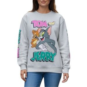 Vintage Gray Multicolour Tom And Jerry Graphic Sweatshirt Extra Small
